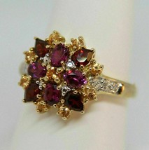 3Ct Pear Lab-Created Garnet Vintage Valentine Gift Ring 14k Two-Tone Gold Plated - £148.77 GBP