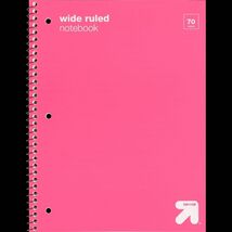 Up&amp;up™ Wide Ruled 1 Subject Spiral Notebook Pink 70 Pages Perforated 3 Hole - $10.83