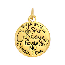 Inspirational Quotes &#39;Never Give Up&#39; Gold Plated Sterling Silver Charm Pendant - £11.62 GBP