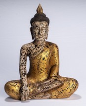 Antique Khmer Style SE Asia Seated Wood Enlightenment Buddha Statue - 44cm/18&quot; - £490.84 GBP