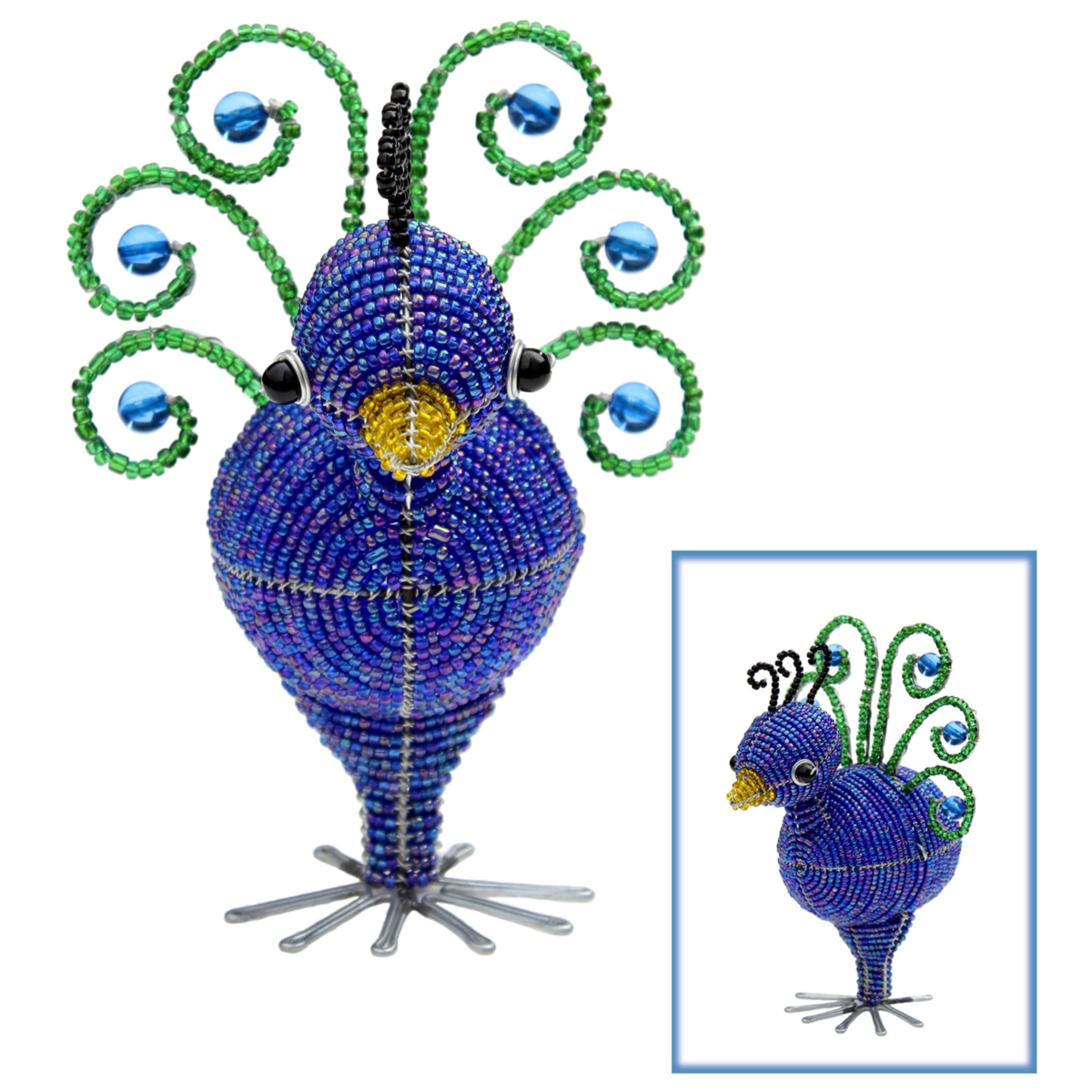 Beaded Baby Peacock Sculpture – Handmade by Haitian Artisans. - $46.90