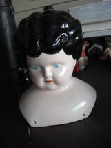 Vintage 1960s Glazed Ceramic Old Fashion Woman Head and Shoulders 5&quot; Tall - £35.48 GBP