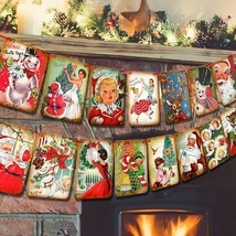 Vintage Style Christmas Banner Christmas Decorations Indoor For Home Office Gift - £14.22 GBP