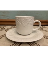 Gibson China Raised Relief Fruit, Leaves, Lattice Design on White Cup &amp; ... - £4.85 GBP