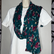 Talbots 100% viscose floral scarf with frayed hem detail - $11.76