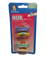 Pack Of 2 NOS Gerber Vintage NUK Pacifier Size 1 0-6 Months 1997 Blue Green Y2K - $34.65