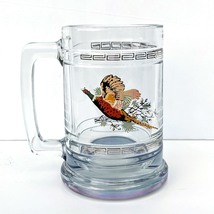 Flying Grouse Pheasant Glass Tankard Beer Stein Mug Crystal Clear Rose Gold Base - £12.49 GBP