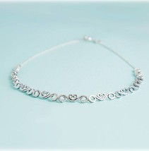 925 Sterling Silver Heart Swirls Choker Necklace With Clear CZ Necklace 38CM  - £29.97 GBP
