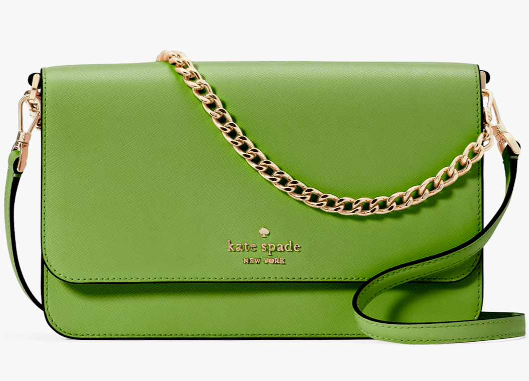 Kate Spade Madison Flap Crossbody Bag Green Leather Chain KC430 NWT $349 Purse