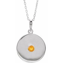Sterling Silver Citrine Disc Necklace - $3,336.55 MXN
