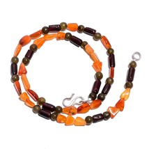 Natural Carnelian Labradorite Garnet Gemstone Smooth Beads Necklace 17&quot; UB-4709 - £7.83 GBP