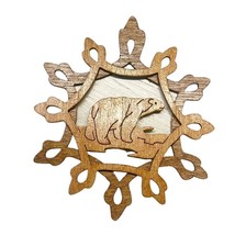 Polar Bear Snowflake Christmas Tree Ornament Vintage Wood Die Cut Wildlife - £11.71 GBP