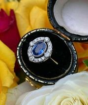 Wedding Antique Ring 2Ct Simulated Sapphire 14K White Gold Plated Silver - £94.66 GBP
