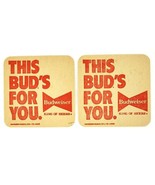 Vintage Budweiser Beer Coasters This Bud&#39;s For You Set Of 2 USA - $7.69