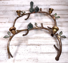 2 Vintage Brass Candle Holder Candelabras Curved Branch w/ Birds 12 1/2&quot; - £50.78 GBP