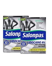 Salonpas LIDOCAINE (2 Packs of 15 Patches) Pain Relieving Maximum Streng... - £47.77 GBP