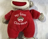 Sock Monkey My First Christmas Plush Rattler Toy Collectible Baby Starter - £7.06 GBP