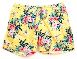 Club Room Yellow Floral Brief Lined Swim Trunks Swim Shorts Men&#39;s NWT - £44.86 GBP