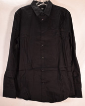 H&amp;M Mens Slim Fit Stretch Dress Shirt Black M - £11.61 GBP