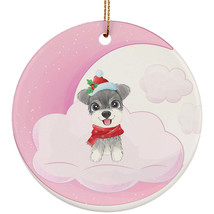 Cute Miniature Schnauzer Dog Moon Ornament Christmas Gift Decor For Puppy Lover - £11.83 GBP