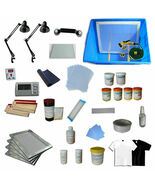 4 Color Screen Printing Machine &amp;Materials Kit Silk Screen Ink Squeegee ... - $504.11