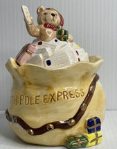 OCI Fitz &amp; Floyd Santa&#39;s Bag w/toys North Pole Express Ceramic Sugar Bow... - $11.83