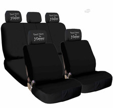 For VW New Don&#39;t Worry Be Happy Black Fabric Car Truck Seat Covers Set - $40.44