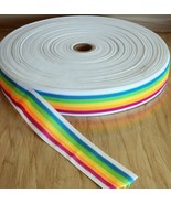 Rainbow Stripe Trim Large Roll Blue Orange Yellow Green Pink White 1 1/2... - £17.58 GBP