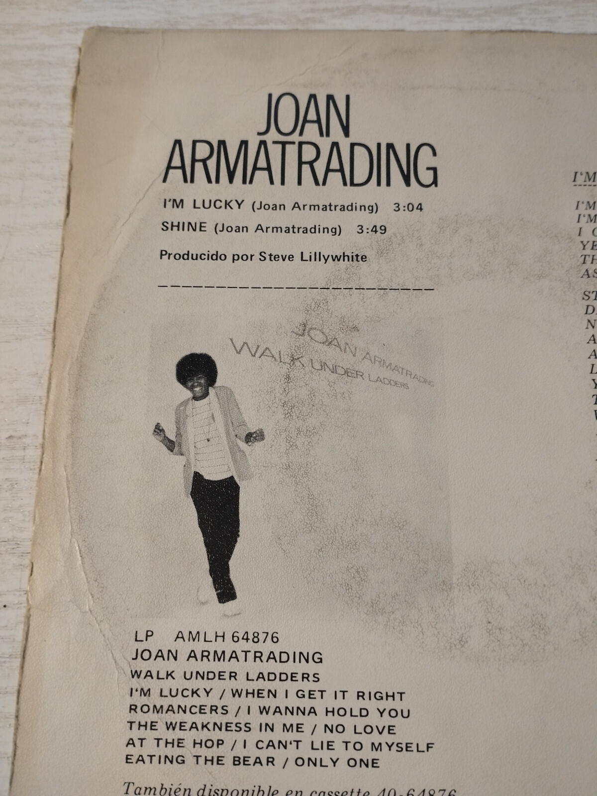 Joan Armatrading - I'M Lucky 1981 Am - Single LP vinyl 7 " VG/VG Promo Item image 5
