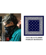 NAVY BLUE Paisley Classic Cotton BANDANA Head Face Wrap Mask Neck Scarf ... - €4,30 EUR