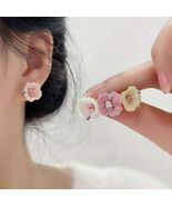 Ceramic Flower Stud Earrings, Pastel Glaze, Lightweight Jewelry - $19.95