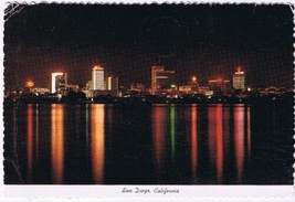 Postcard Skyline At Night San Diego California - £2.28 GBP