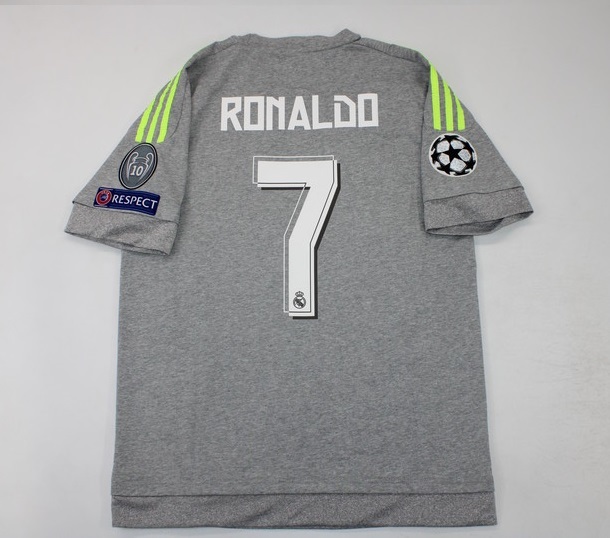 real madrid jersey 2015 2016 shirt cristiano ronaldo gray short sleeve UCL style