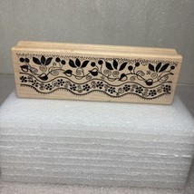 Magenta Rubber Stamp 14272-P Floral Border Waves Dots Swirls 6&quot; x 2 Wood-Mounted - £12.45 GBP