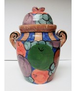 SHINJI Ceramic Vase Jar Container Storage W Lid Signed Large Hand Painte... - £115.97 GBP