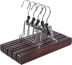 Walnut Wooden Pants Hangers 10 Pack, Wood Clamp Hangers with Non Sli - $886.49 MXN