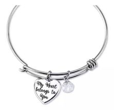 Disney Mickey Mouse Bangle Bracelet- My Heart Belongs to You - 2 Charm 2 Sided image 2