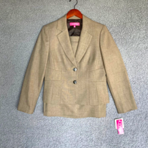 Nine Co Skirt Jacket Suit Set Womens 12 Tan Structured Waist 34&quot; Bust 38&quot; NWT - £40.48 GBP