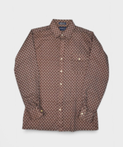 Vintage Arrow Shirt Mens M 80s Brown Paisley Button Up Long Sleeve Getaway - £24.54 GBP