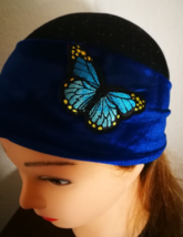 Blue Velvet Headband Women Girls Turban Head Wrap Elastic New Fashion Bo... - $15.50