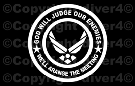 Round God Will Judge Our Enemies US Air Force USAF Vinyl Decal Sticker - £5.35 GBP+