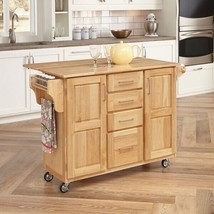 Natural Wood Kitchen Cart Rolling Island Storage Cabinet Drop Leaf Table Utility - £755.94 GBP