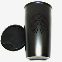 NWOT Starbucks Ceramic Black Etched Lidded 12 oz Travel Mug Tumbler Rare... - £39.09 GBP
