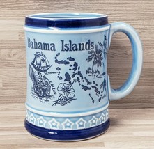 Vintage &quot;Bahama Islands&quot; Souvenir Blue Ceramic 10 oz. Coffee Mug Cup  - £11.45 GBP