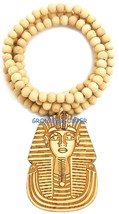 Pharaoh Necklace King Tut New Good Wood Style Pendant with wood Bead Chain - £14.08 GBP