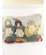 Vintage Cats in Snow Joy Needlepoint pillow Christmas decor throw PARIS ... - $154.93 CAD