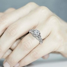 14k Placcato Oro Bianco Vintage 1.20CT Diamanti Finti Filigrana Engagement Ring - £94.89 GBP