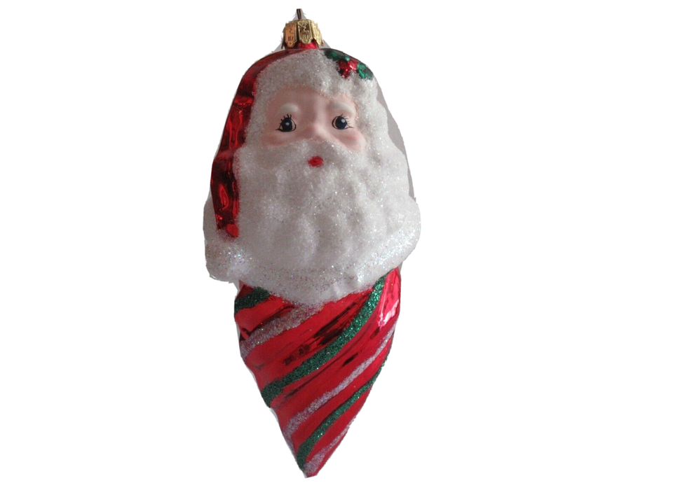 European Style Blown Glass Santa&#39;s Best Claus Snow Cone Christmas Orname... - $9.50