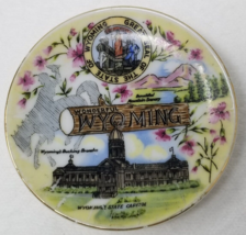 Wonderful Wyoming Plate Souvenir Bucking Bronco Capitol Great Seal 1950s - $12.30