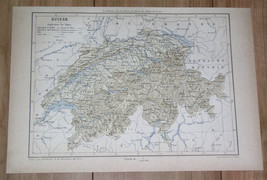 1887 Antique Map Of Switzerland / Alps - £13.66 GBP